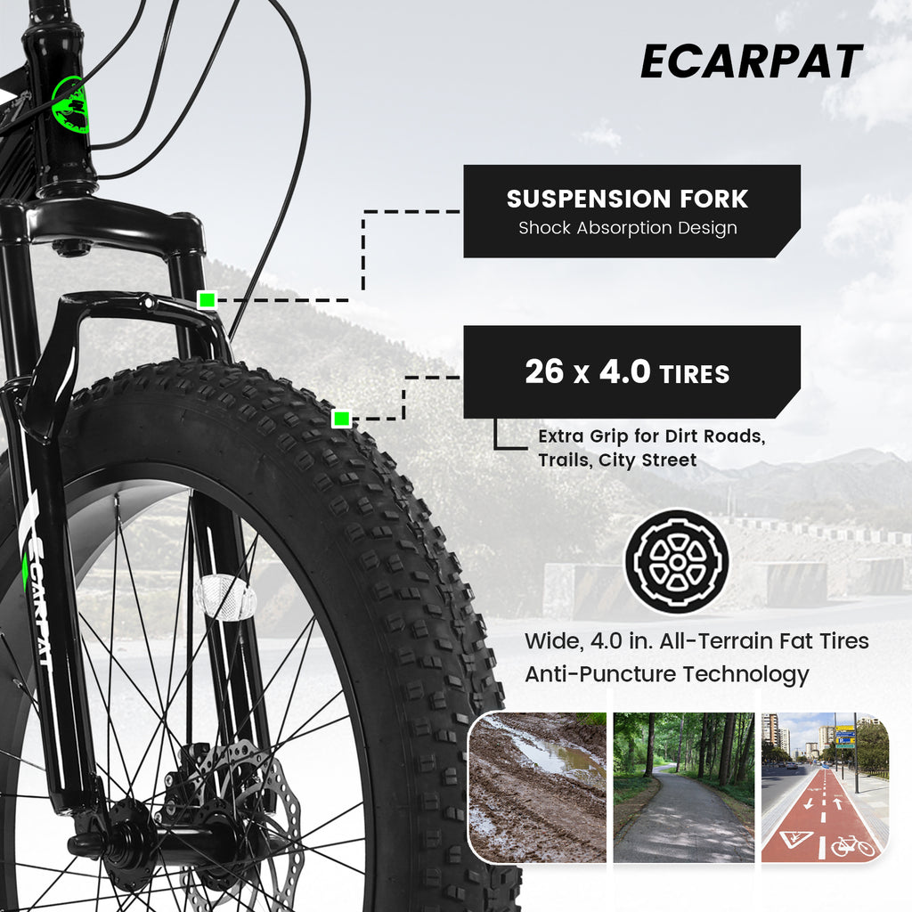 Elecony 26-Inch 21-Speed Fat Tire Mountain Bike, Dual Disc Brake-lymiu