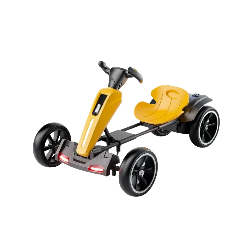 Kids 12V Foldable Electric Go Kart with LED Lights, Ages 3-6, yellow. lymiu