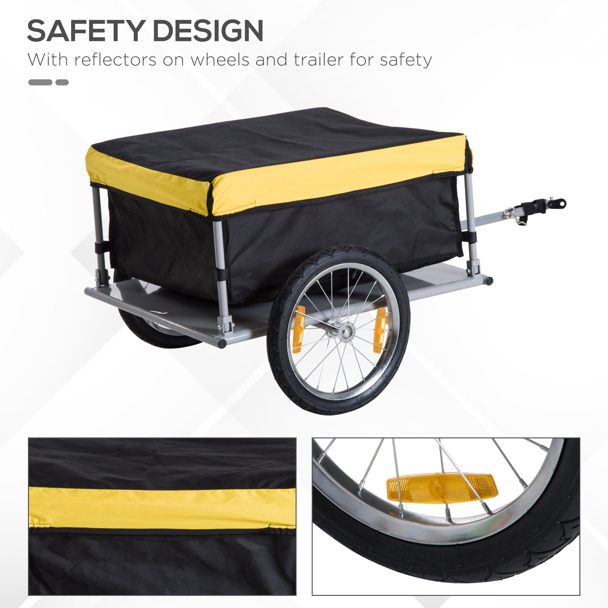 20-Inch to 26-Inch Bicycle Cargo Trailer with Removable Cover-lymiu