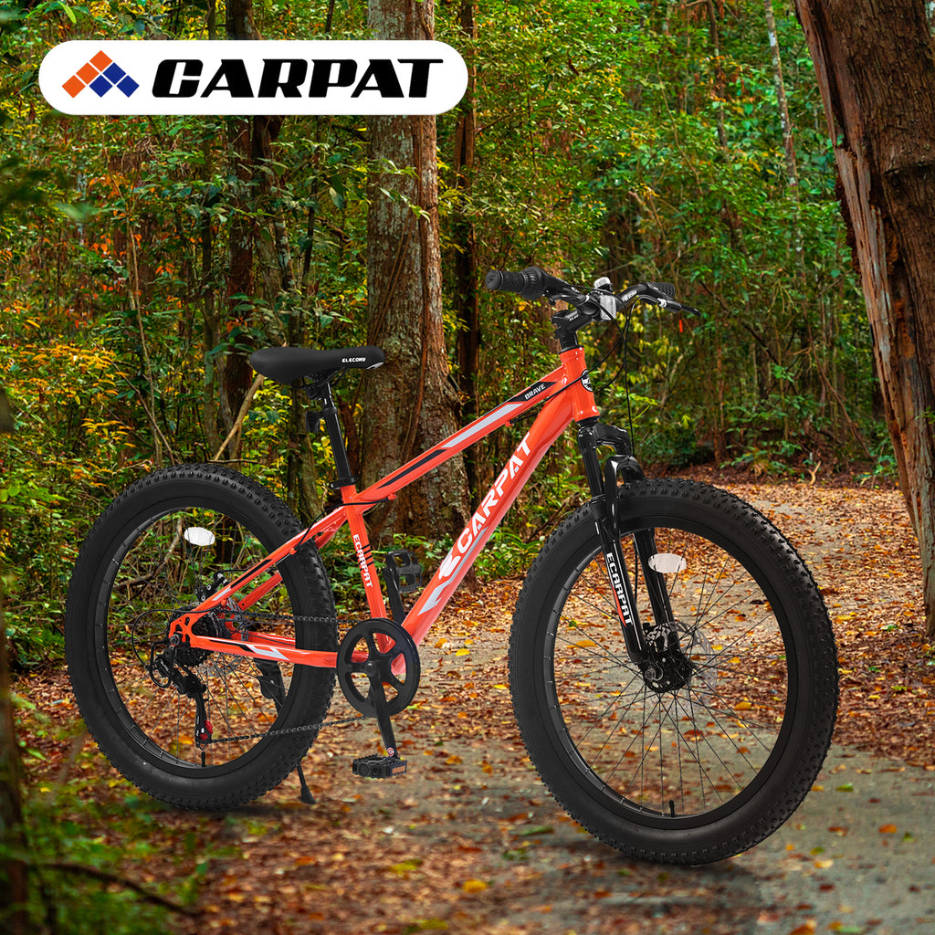 Elecony 24-Inch 7-Speed Fat Tire Mountain Bike, Dual Disc Brake-lymiu
