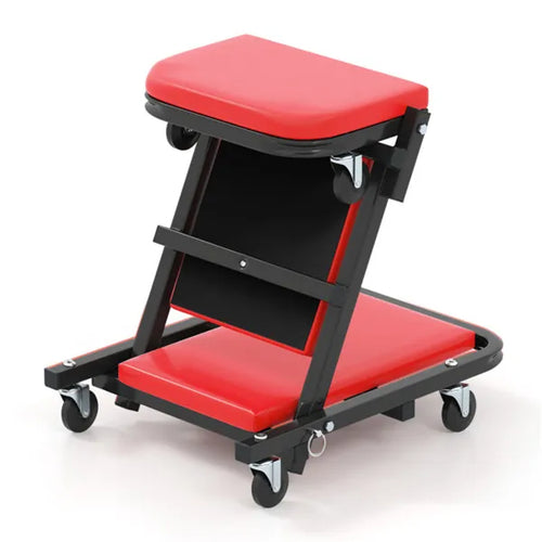 2-in-1 Foldable Garage Creeper & Z-Seat | Padded Workshop Creeper with 6 Casters-lymiu