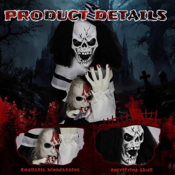 1.8ft Sound-Activated Scary Clown Halloween Prop | LYMIU