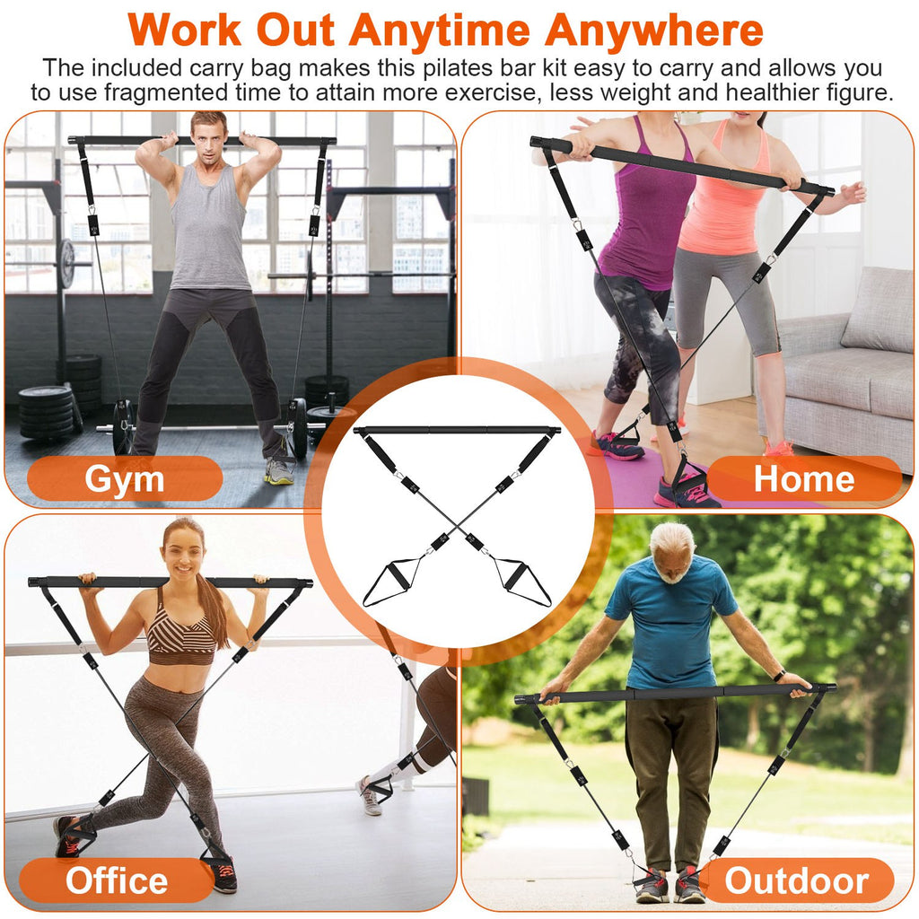 100LBS / 180LBS Pilates Bar Kit & Multifunctional Yoga Toning Exercise Set | Lymiu