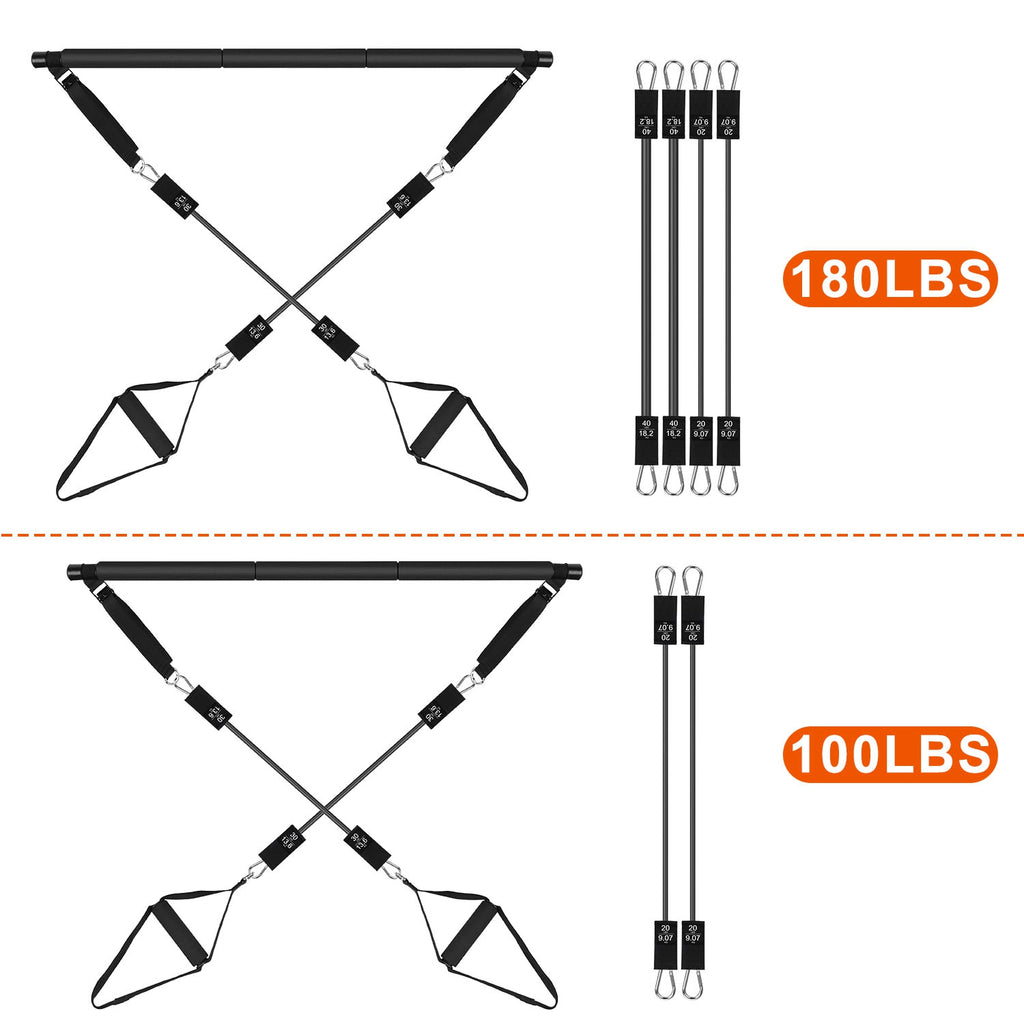 100LBS / 180LBS Pilates Bar Kit & Multifunctional Yoga Toning Exercise Set | Lymiu