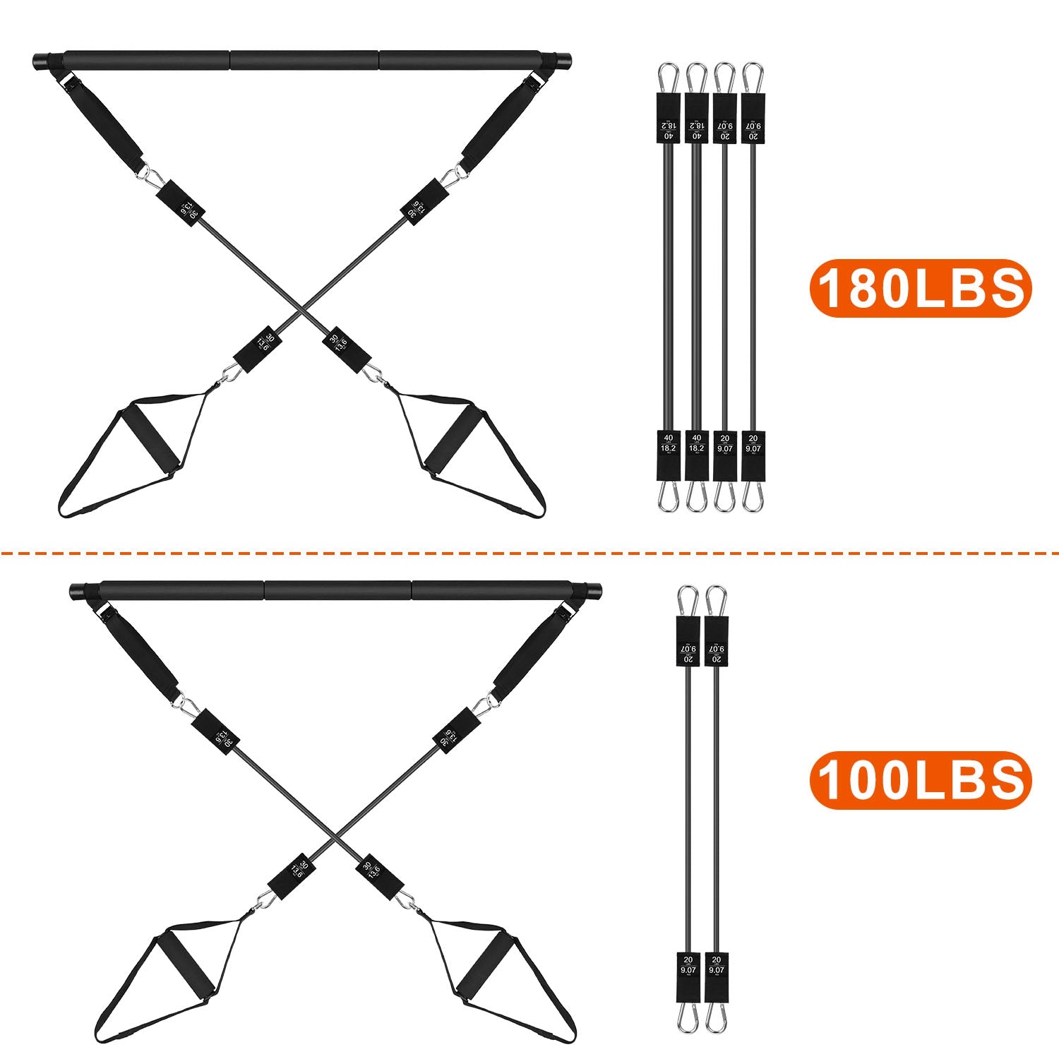 100LBS / 180LBS Pilates Bar Kit & Multifunctional Yoga Toning Exercise Set | Lymiu