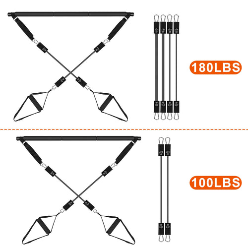 100LBS / 180LBS Pilates Bar Kit & Multifunctional Yoga Toning Exercise Set | Lymiu