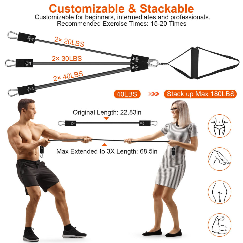 100LBS / 180LBS Pilates Bar Kit & Multifunctional Yoga Toning Exercise Set | Lymiu