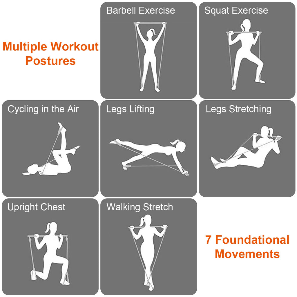 100LBS / 180LBS Pilates Bar Kit & Multifunctional Yoga Toning Exercise Set | Lymiu