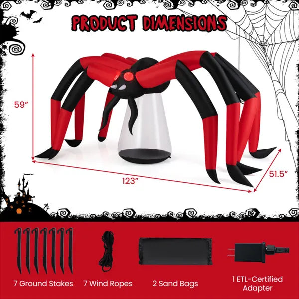 10ft Giant Inflatable Halloween Spider Decoration | LYMIU