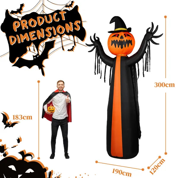 10ft Inflatable Pumpkin Ghost with Rotatable Head | LYMIU