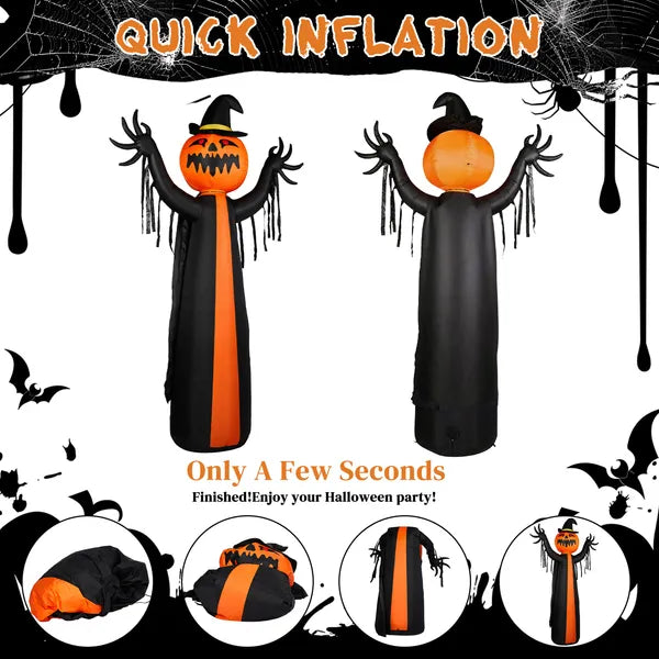 10ft Inflatable Pumpkin Ghost with Rotatable Head | LYMIU