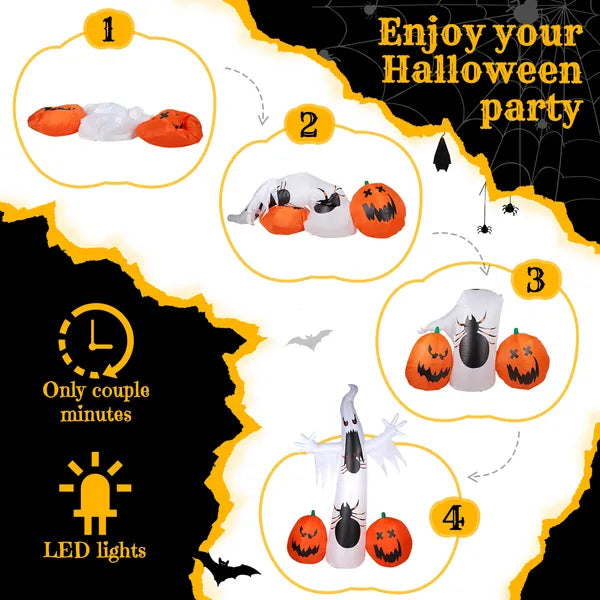 11.8FT Giant Inflatable Halloween Ghost, Spider & Pumpkin Decor | LYMIU