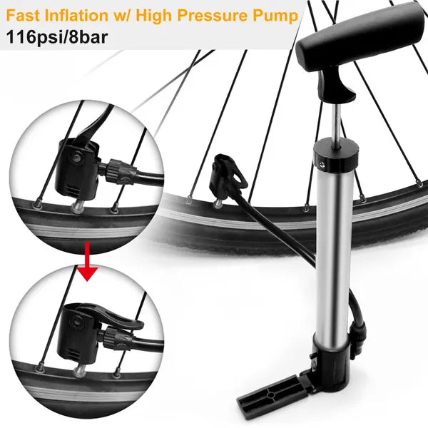 Portable Mini Bike Pump – Bicycle Tire Inflator with Mount Frame for Road & Mountain Bikes-lymiu