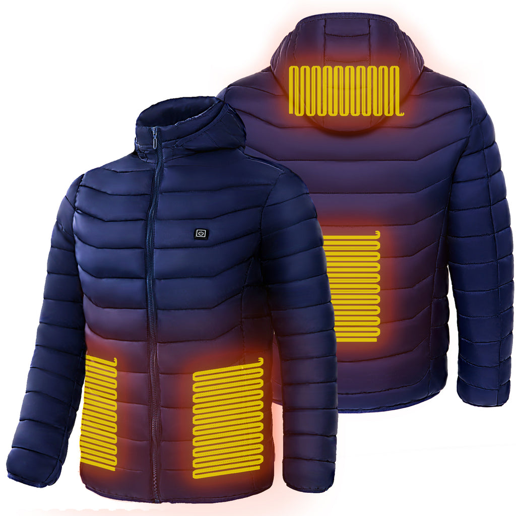Men's Heated Puffer Jacket with 9 Heating Zones - Electric Insulated Hooded Coat-lymiu