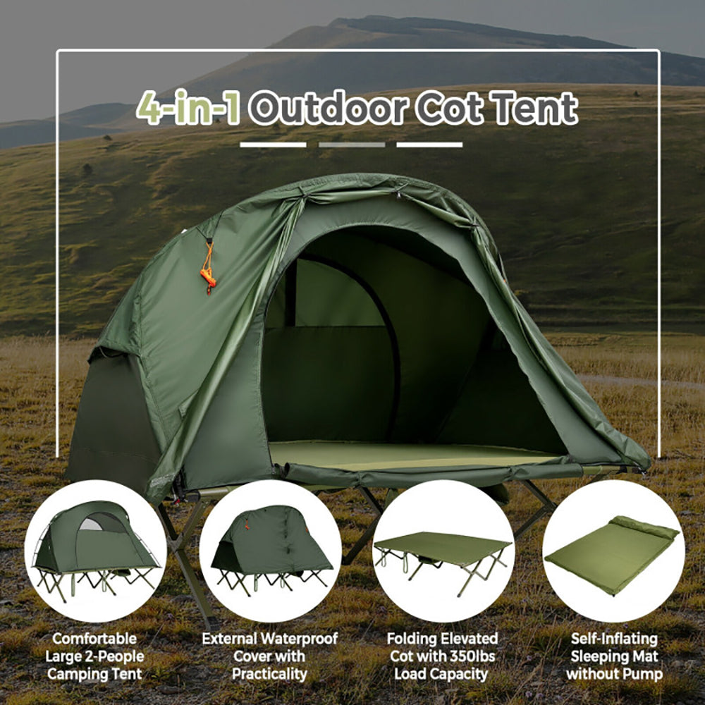 2-Person Outdoor Camping Tent with External Cover & Self-Inflating Air Mattress | Lymiu