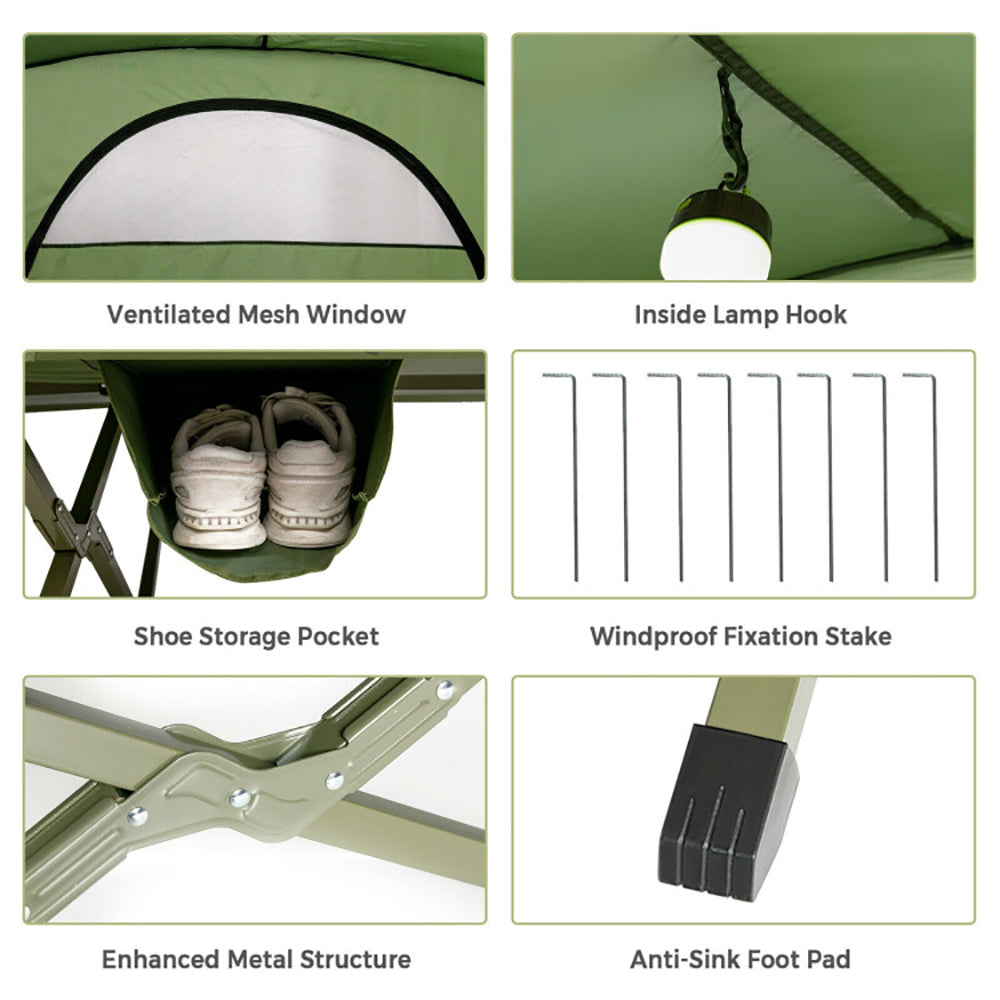 2-Person Outdoor Camping Tent with External Cover & Self-Inflating Air Mattress | Lymiu