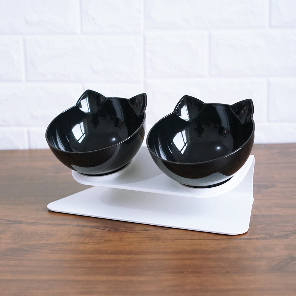 Cat Double Bowl Cat Food Bowl Protects Cervical Vertebra-lymiu