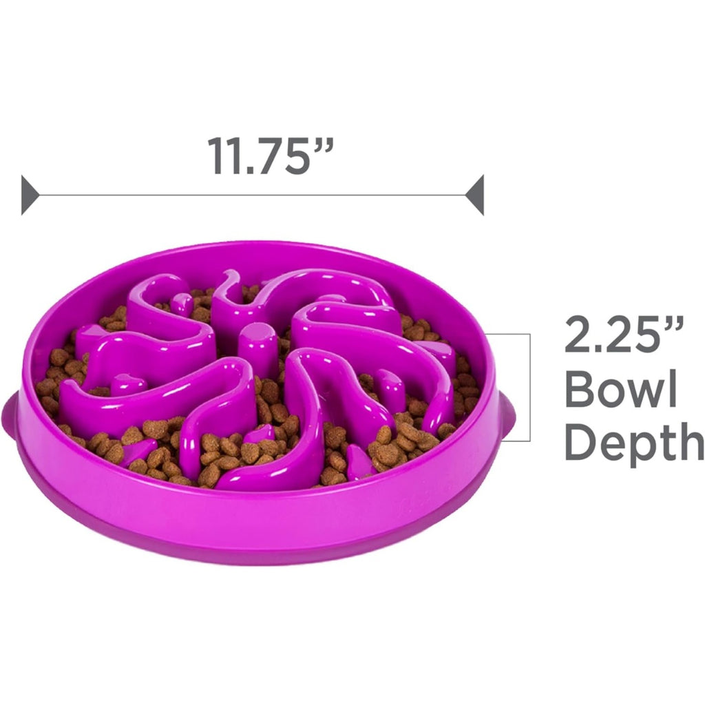 Large Slow Feeder Dog Bowl - 4 Cup Capacity Non-Slip Purple Flower Pattern-lymiu