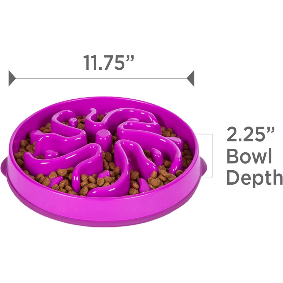 Large Slow Feeder Dog Bowl - 4 Cup Capacity Non-Slip Purple Flower Pattern-lymiu