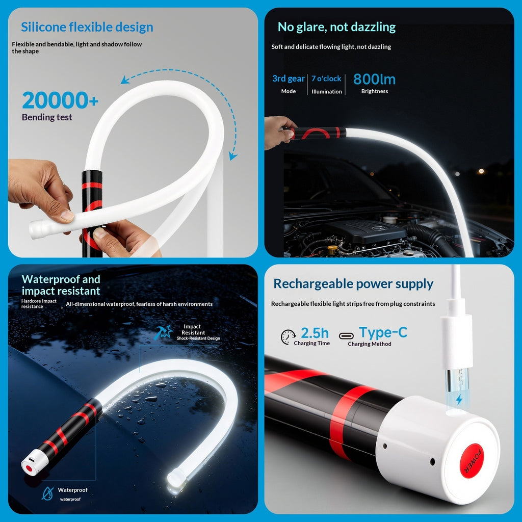 27-Inch Flexible LED Work Light - High Lumen Rechargeable Flashlight Stick (3 Modes)