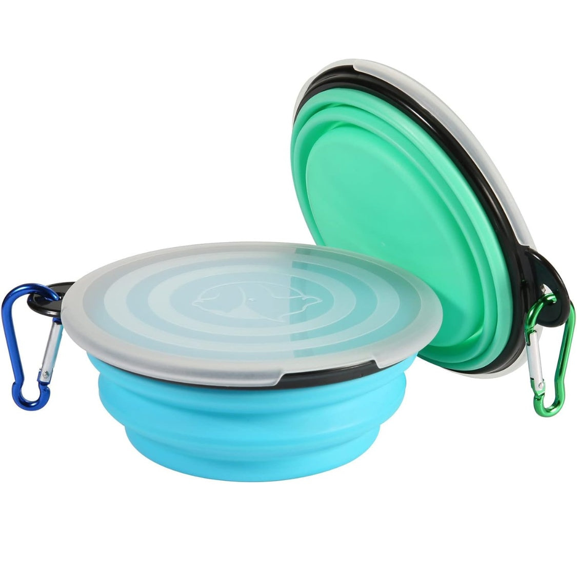 Collapsible Dog Travel Bowls with Lids (2-Pack) - Portable Foldable Pet Food & Water Dishes-lymiu