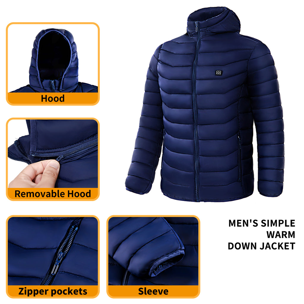 Men's Heated Puffer Jacket with 9 Heating Zones - Electric Insulated Hooded Coat-lymiu