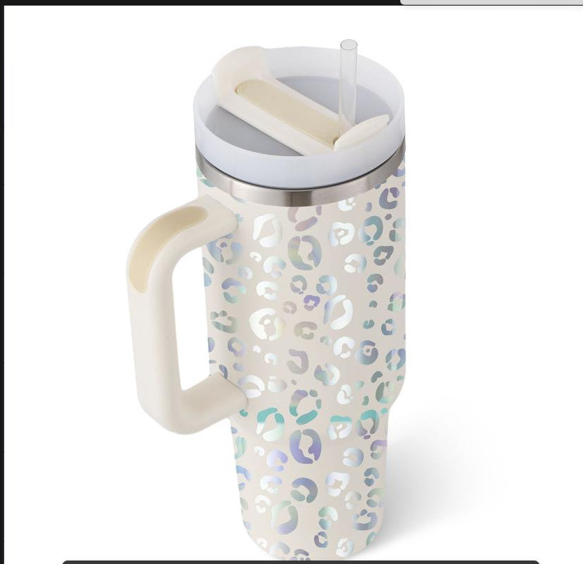 40 oz Insulated Stainless Steel Tumbler with Handle & Straw | Spill-Proof Travel Coffee Mug | Lymiu