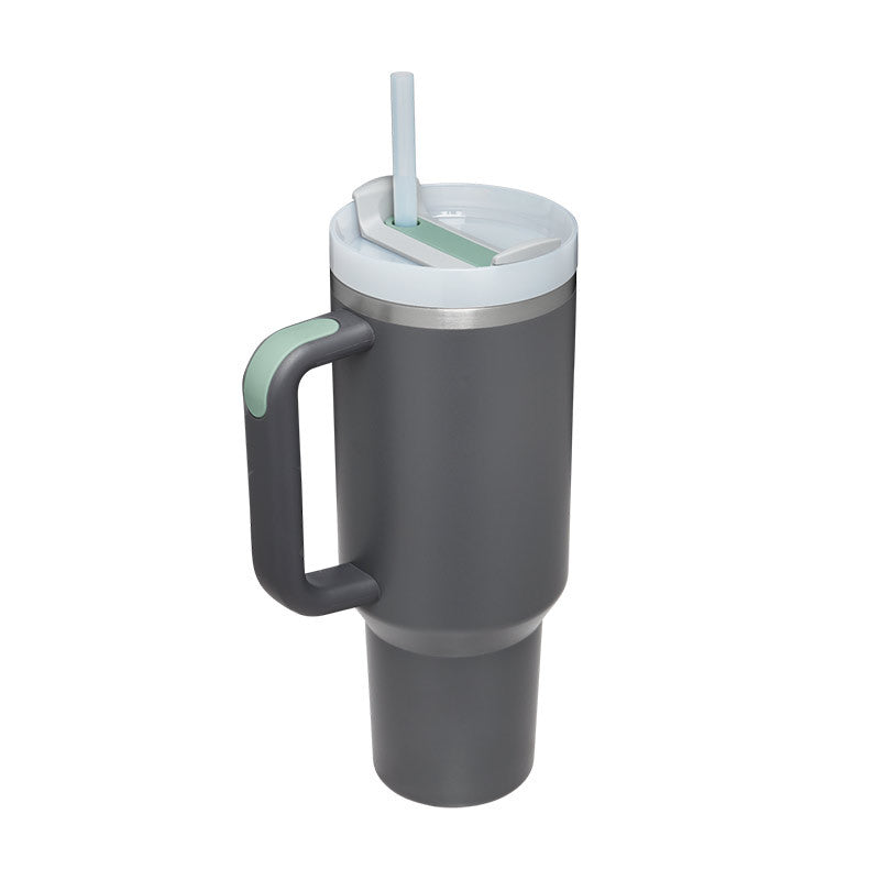 40 oz Insulated Stainless Steel Tumbler with Handle & Straw | Spill-Proof Travel Coffee Mug | Lymiu