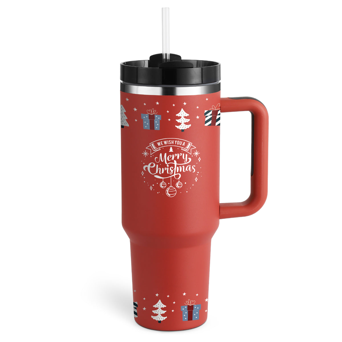 40 oz Insulated Stainless Steel Tumbler with Handle & Straw | Spill-Proof Travel Coffee Mug | Lymiu