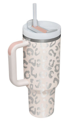 40 oz Insulated Stainless Steel Tumbler with Handle & Straw | Spill-Proof Travel Coffee Mug | Lymiu