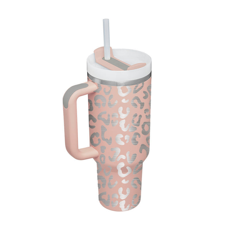 40 oz Insulated Stainless Steel Tumbler with Handle & Straw | Spill-Proof Travel Coffee Mug | Lymiu