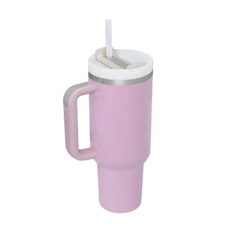 40 oz Insulated Stainless Steel Tumbler with Handle & Straw | Spill-Proof Travel Coffee Mug | Lymiu