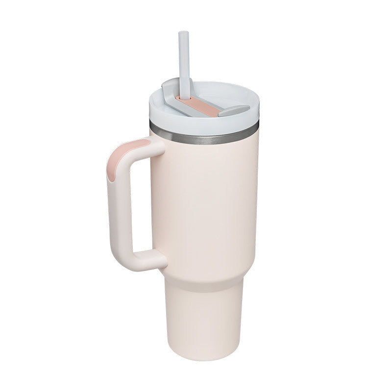 40 oz Insulated Stainless Steel Tumbler with Handle & Straw | Spill-Proof Travel Coffee Mug | Lymiu