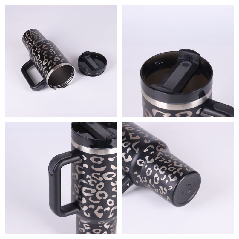 40 oz Insulated Stainless Steel Tumbler with Handle & Straw | Spill-Proof Travel Coffee Mug | Lymiu