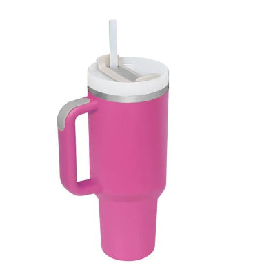 40 oz Insulated Stainless Steel Tumbler with Handle & Straw | Spill-Proof Travel Coffee Mug | Lymiu