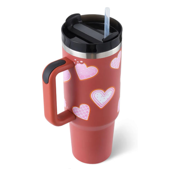 40 oz Insulated Stainless Steel Tumbler with Handle & Straw | Spill-Proof Travel Coffee Mug | Lymiu