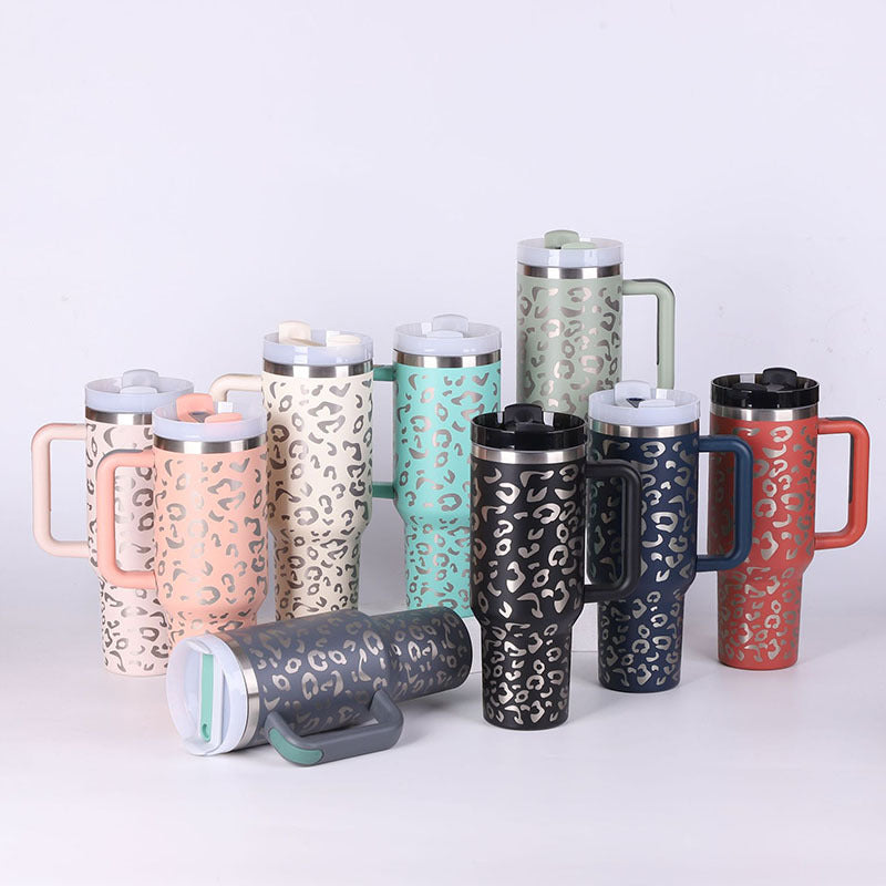 40 oz Insulated Stainless Steel Tumbler with Handle & Straw | Spill-Proof Travel Coffee Mug | Lymiu