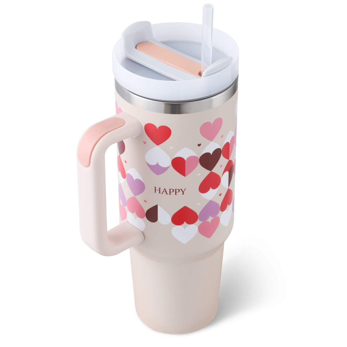 40 oz Insulated Stainless Steel Tumbler with Handle & Straw | Spill-Proof Travel Coffee Mug | Lymiu