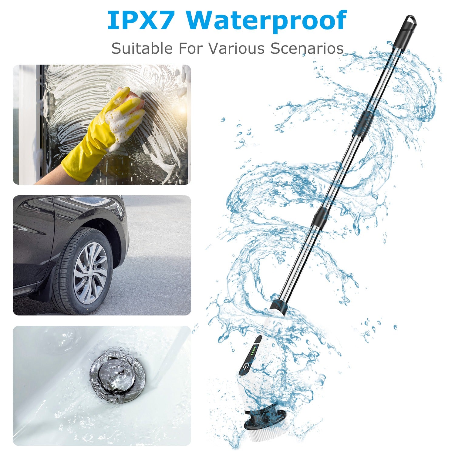 Cordless Electric Spin Scrubber - Adjustable Telescopic Cleaning Brush with 8 Heads-lymiu