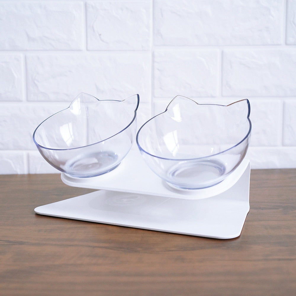 Cat Double Bowl Cat Food Bowl Protects Cervical Vertebra-lymiu