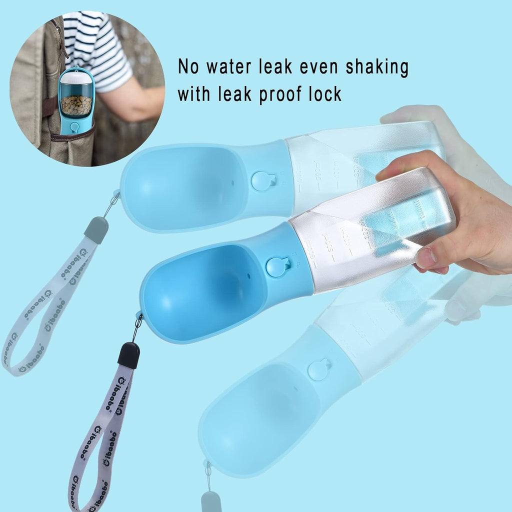 Portable Dog Water Bottle & Food Container 2-in-1 with Poop Bag Holder & Filter-lymiu