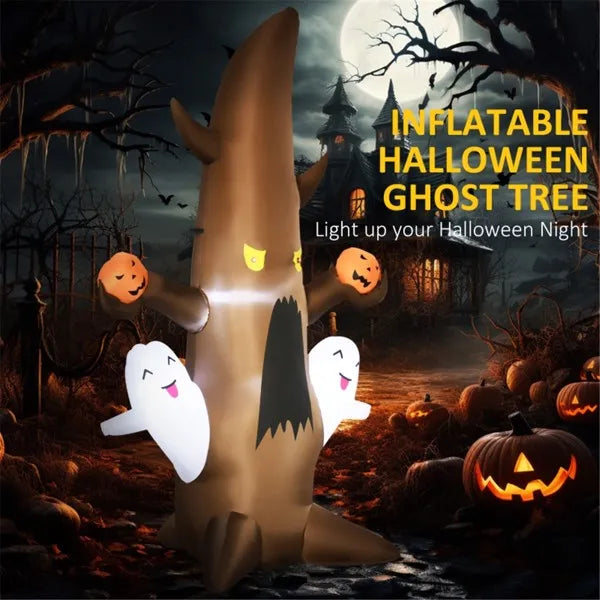 5-Foot Inflatable Cute Ghost Halloween Decoration with LED Lights & Blower - LYMIU