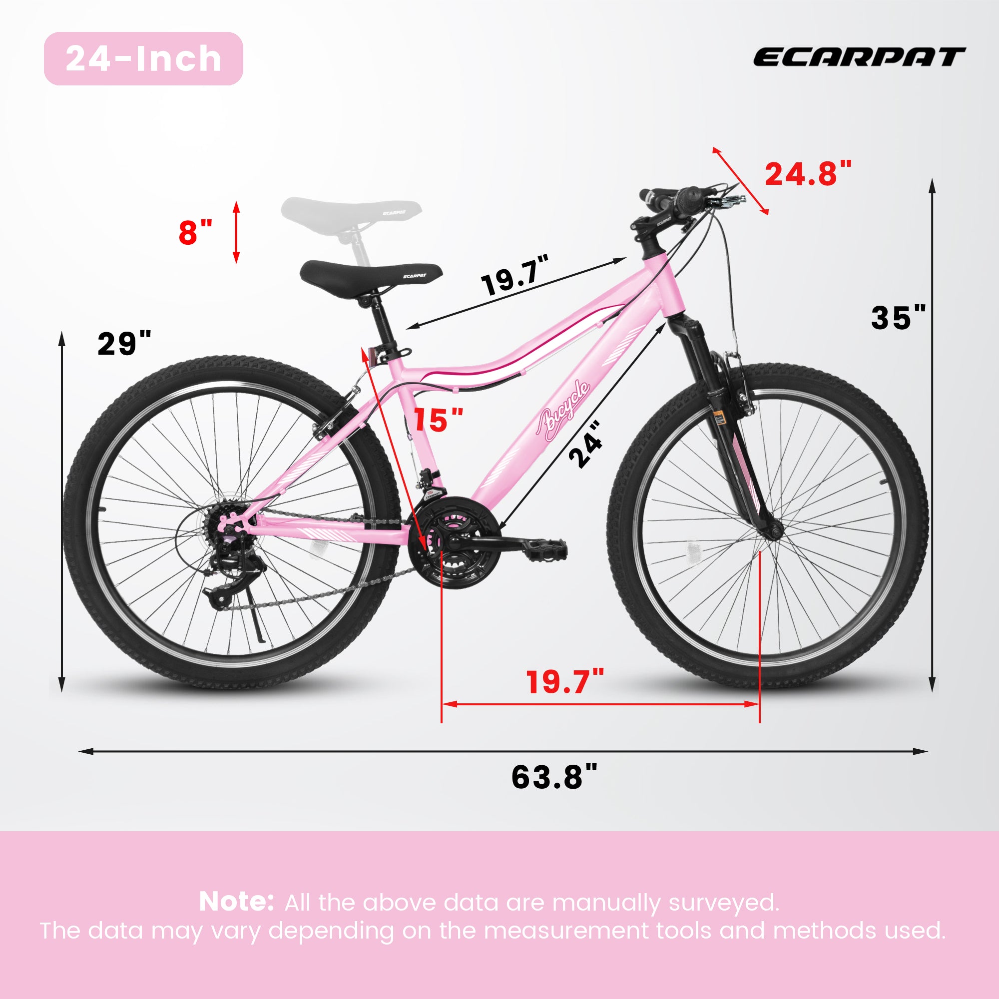 24/26-Inch Mountain Bike – 21-Speed All-Terrain MTB with Front Suspension - Lymiu