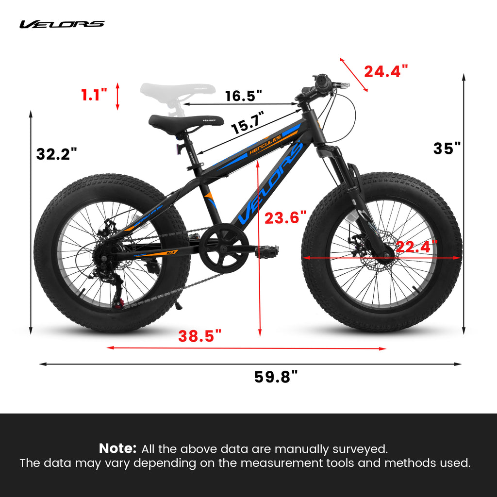 V20235 20-Inch 7-Speed Fat Tire Mountain Bike, Dual Disc Brake-lymiu