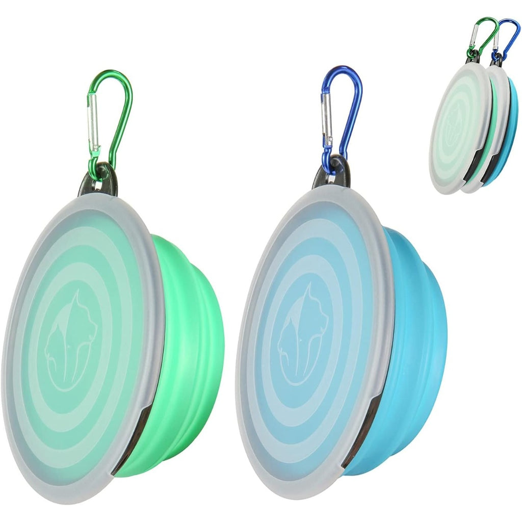 Collapsible Dog Travel Bowls with Lids (2-Pack) - Portable Foldable Pet Food & Water Dishes-lymiu