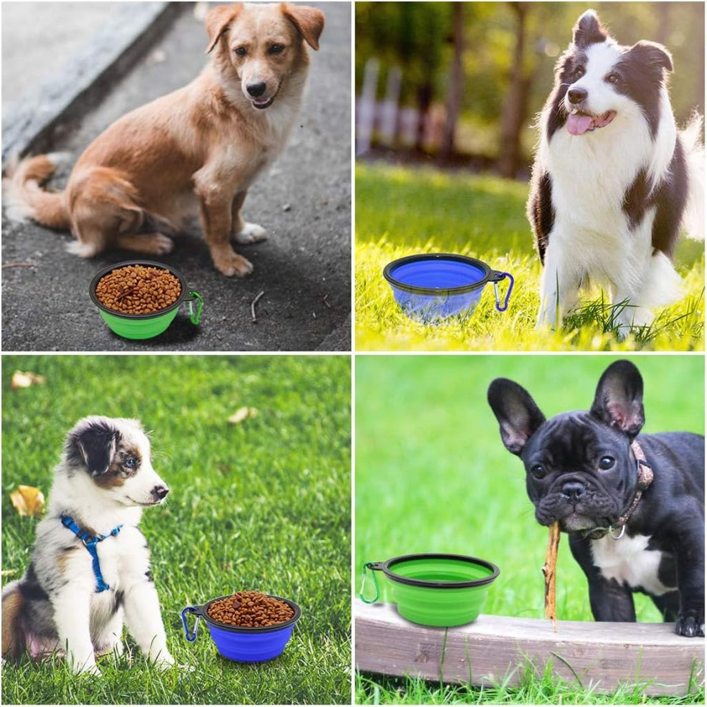 Collapsible Dog Bowls 2-Pack - Portable Travel Pet Food & Water Dishes with Carabiners-lymiu