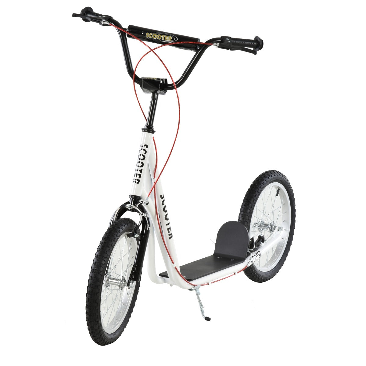 Adjustable Kids Kick Scooter – White, Inflatable Wheels & Dual Rear Brakes-lymiu