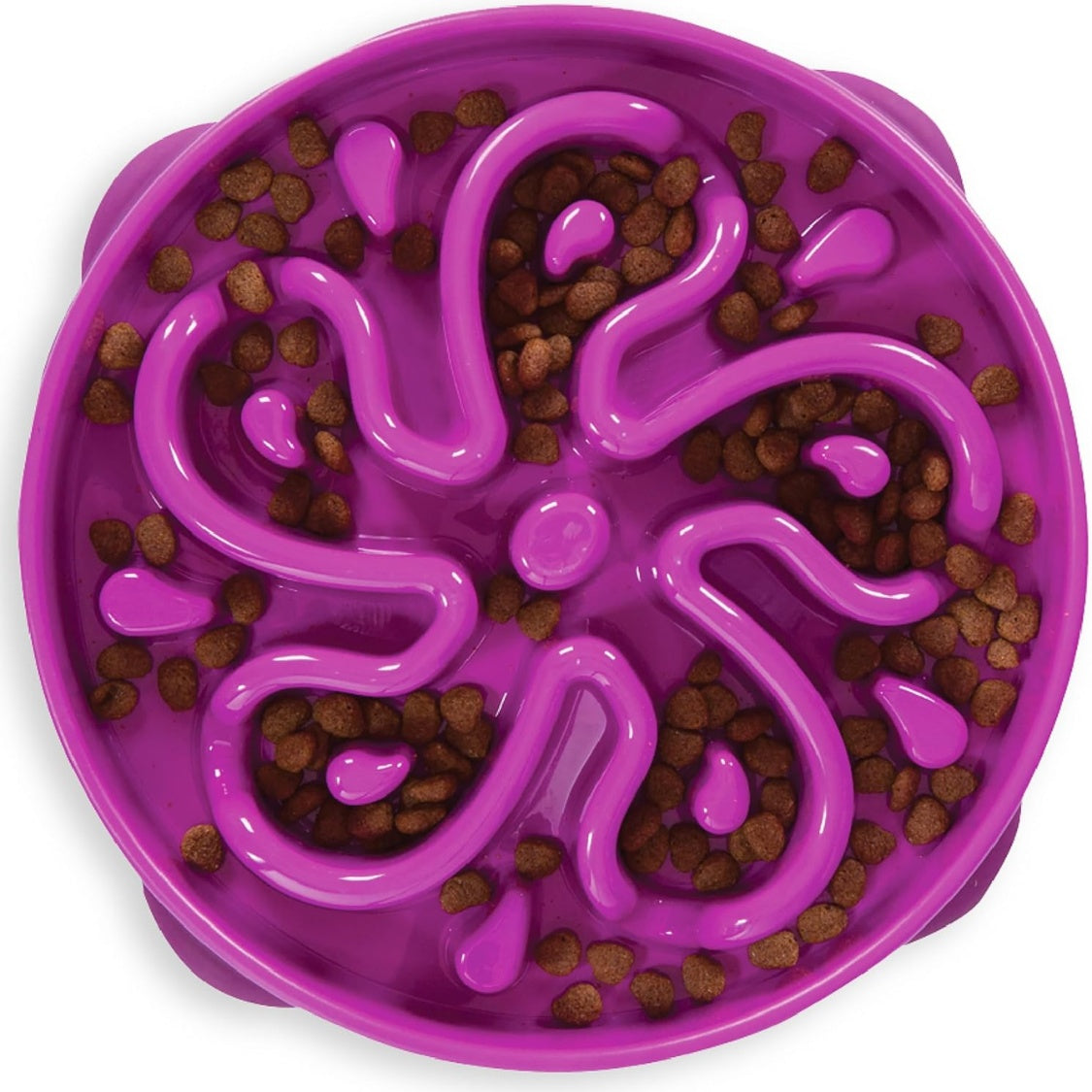 Large Slow Feeder Dog Bowl - 4 Cup Capacity Non-Slip Purple Flower Pattern-lymiu