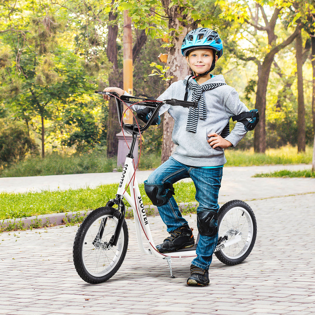 Adjustable Kids Kick Scooter – White, Inflatable Wheels & Dual Rear Brakes-lymiu