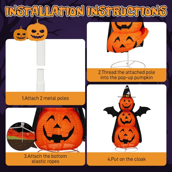 5ft Retractable Fabric Pumpkin Halloween Light Decor | LYMIU